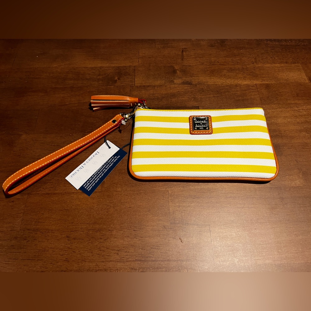 Dooney & Bourke Sullivan wristlet yellow and white. New with tags